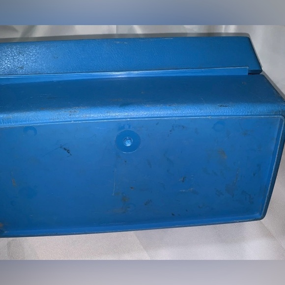 EMCO Blue Plastic Fishing Tackle Box with Handle Fish Stories Compartments - Picture 7 of 11